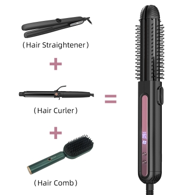 KR-FS02  3-in-1 Negative Ions curling iron hair straightener